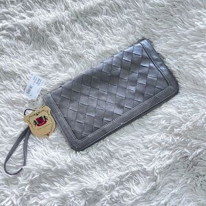 NWT Urban Expressions Grey Woven Clutch in faux leather